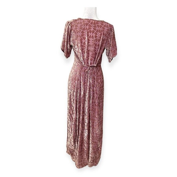 Vintage Velvet Burnout Maxi Dress by Jane Mohr for DTK Pink Floral Gown M-L Boho - Picture 2 of 8